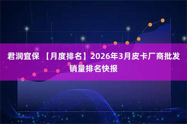君润宜保 【月度排名】2026年3月皮卡厂商批发销量排名快报